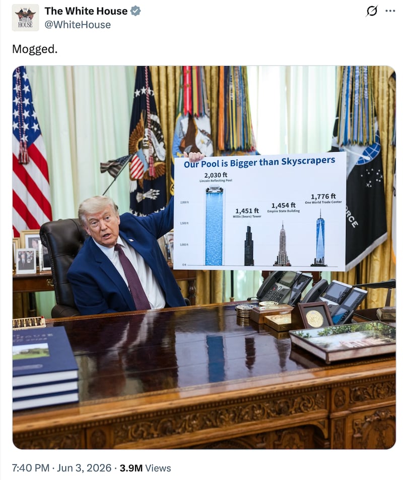 In addition to the president’s bizarre Oval Office stunt itself, the White House social team was also dragged for this post on Tuesday.