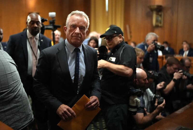 Health and Human Services Secretary Robert Kennedy Jr. arrives to testify before the Senate Finance Committee.