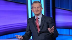 Ken Jennings hosting "Jeopardy!"