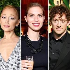 A photo composite of Ariana Grande, Lilly Jay, and Ethan Slater.