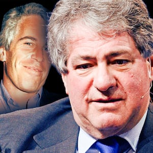 A photo illustration of Leon Black and Jeffrey Epstein.