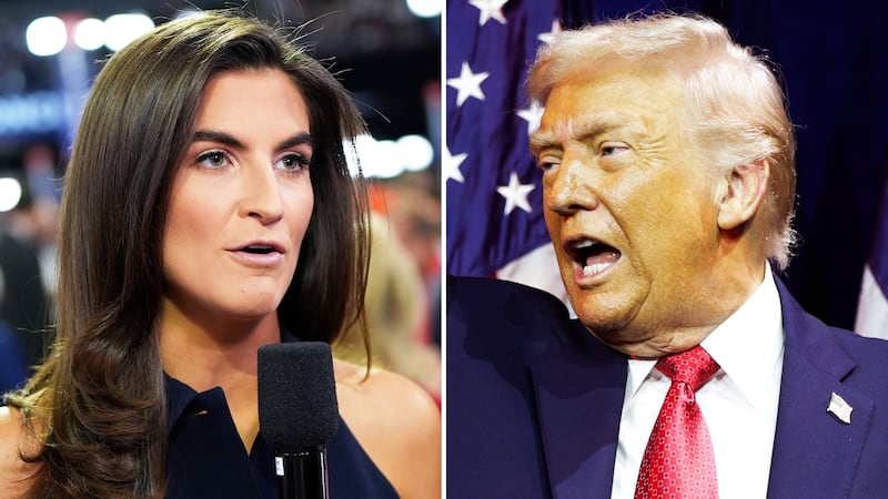 Kaitlan Collins and Donald Trump.
