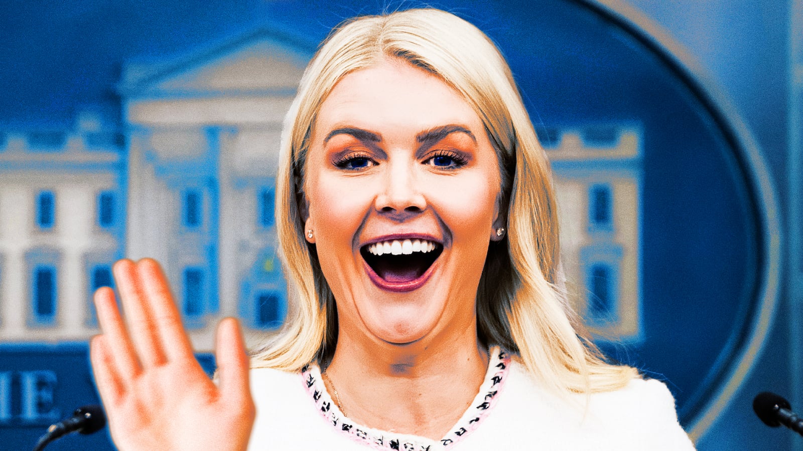 A photo illustration of Karoline Leavitt.