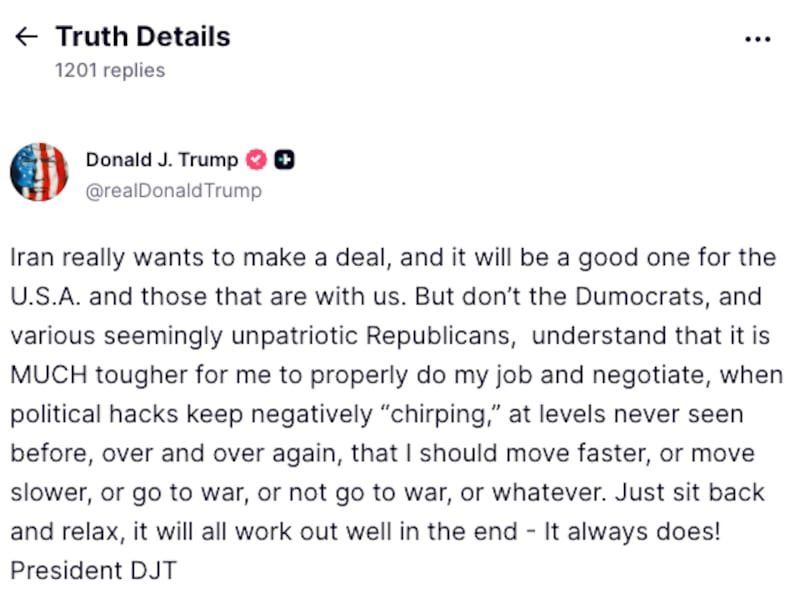 Trump Truth Social post