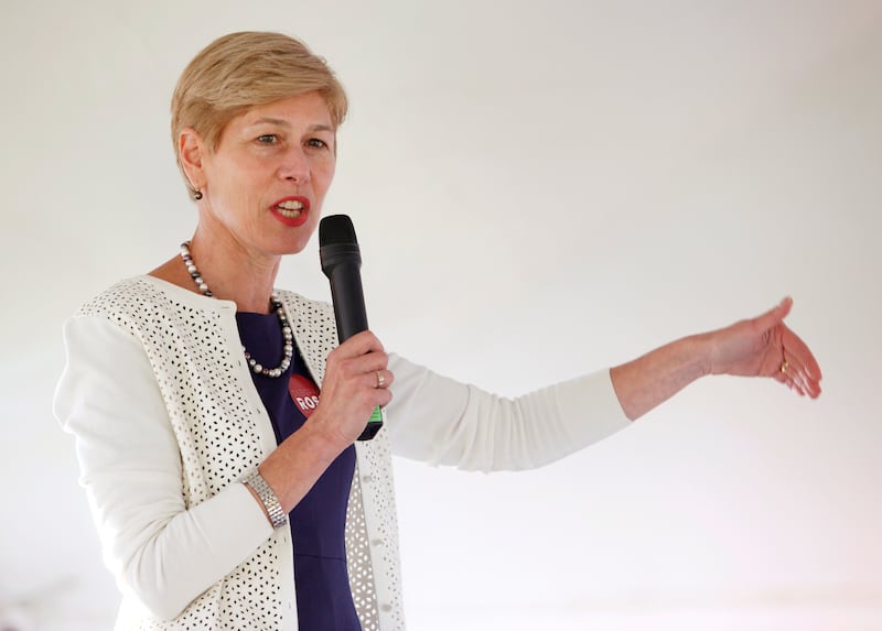 Deborah Ross, Democratic candidate for U.S. Senate, speaks to voters at a campaign event in Wilson, North Carolina,
