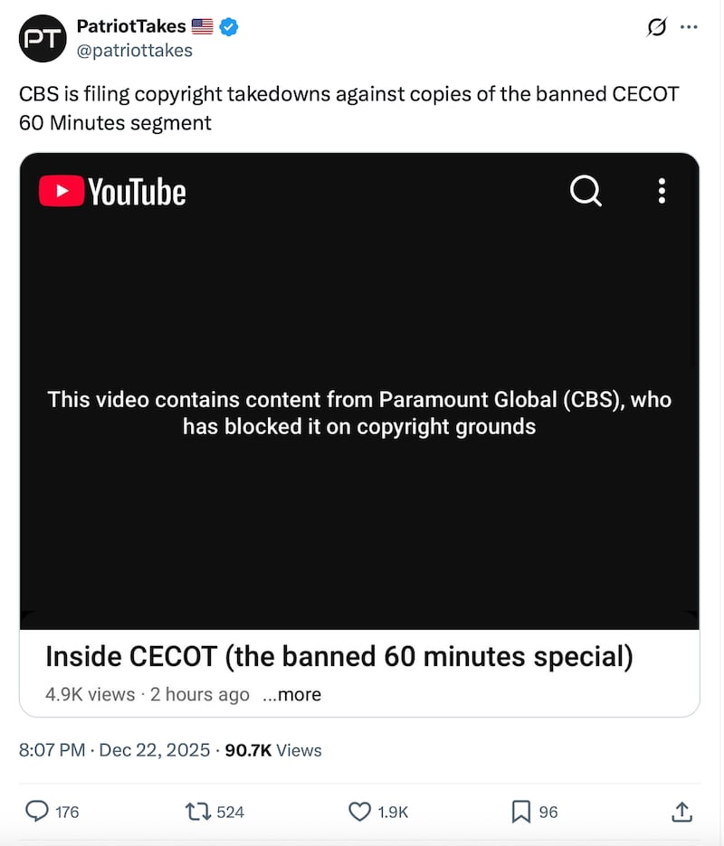 The 15-minute segment popped up on various YouTube and X accounts, only to get removed.