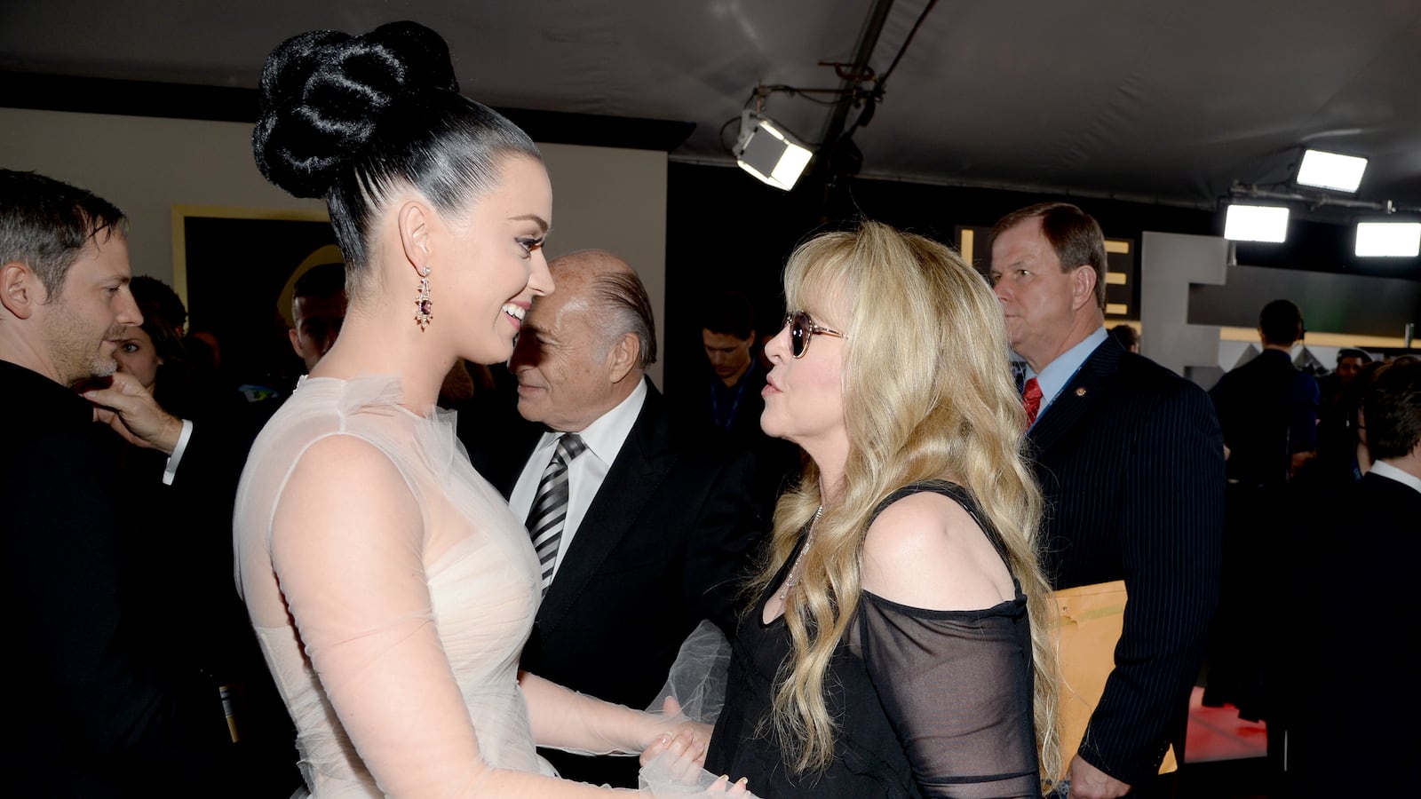 LOS ANGELES, CA - JANUARY 26: Singers Katy Perry and Stevie Nicks attend the 56th GRAMMY Awards at Staples Center on January 26, 2014 in Los Angeles, California. (Photo by Larry Busacca/WireImage)