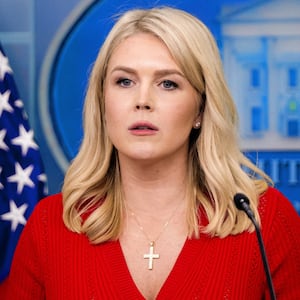 Karoline Leavitt seen wearing her cross pendant.