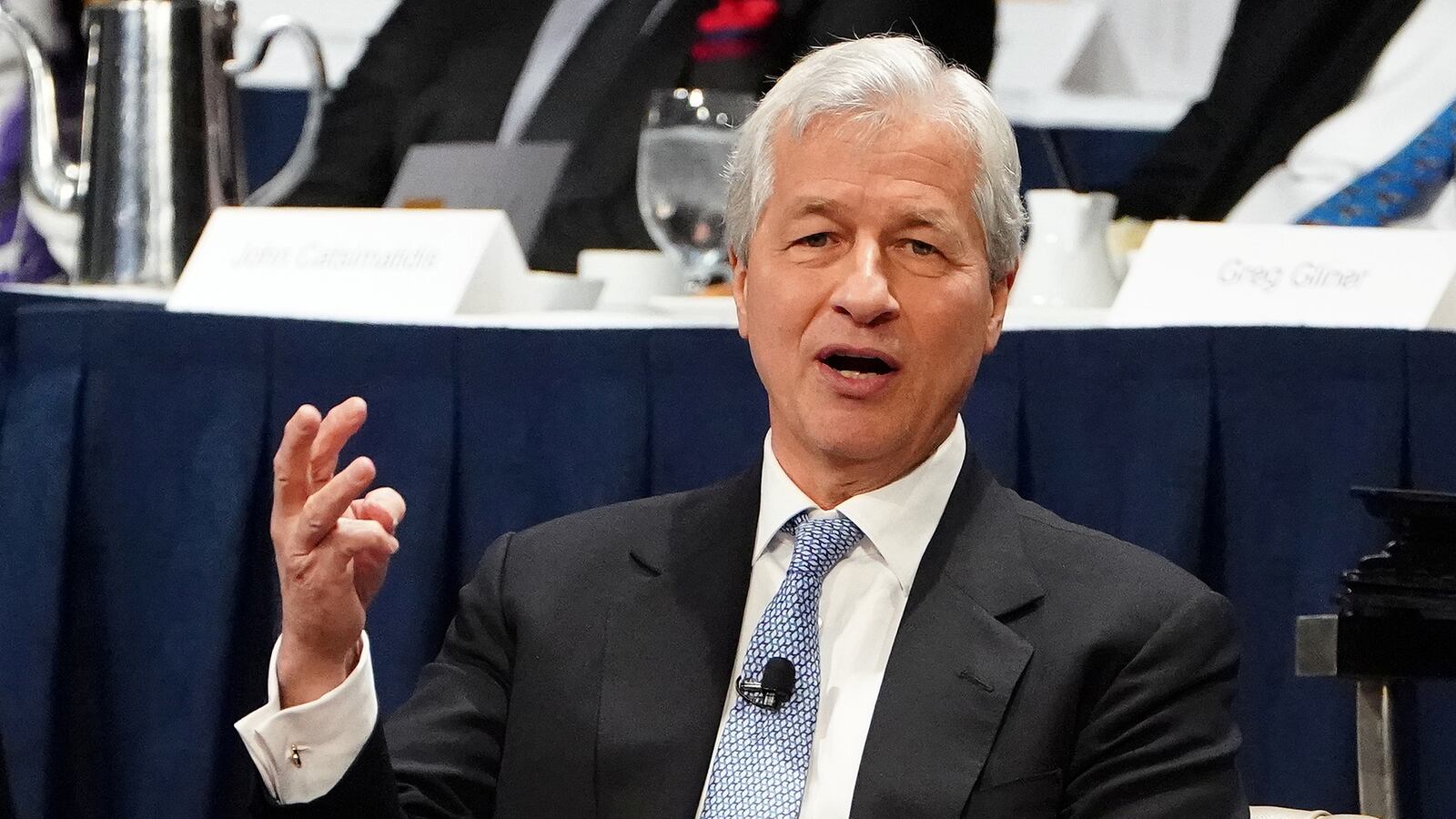 Jamie Dimon, CEO of JPMorgan Chase, speaks to the Economic Club of New York in the Manhattan borough of New York City, New York, in January 2019.