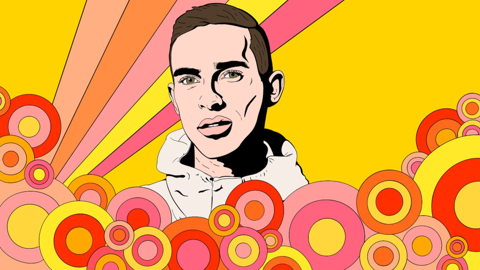 Illustration of US figure skater Adam Rippon.