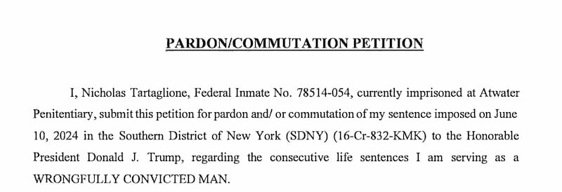 The beginning of Tartaglione's 21-page pardon appeal.