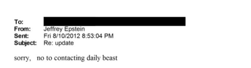 Epstein & redacted recipient exchange