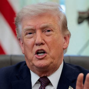 U.S. President Donald Trump speaks during the signing ceremony for an executive order on mail ballots, in the Oval Office of the White House in Washington, D.C., March 31, 2026.