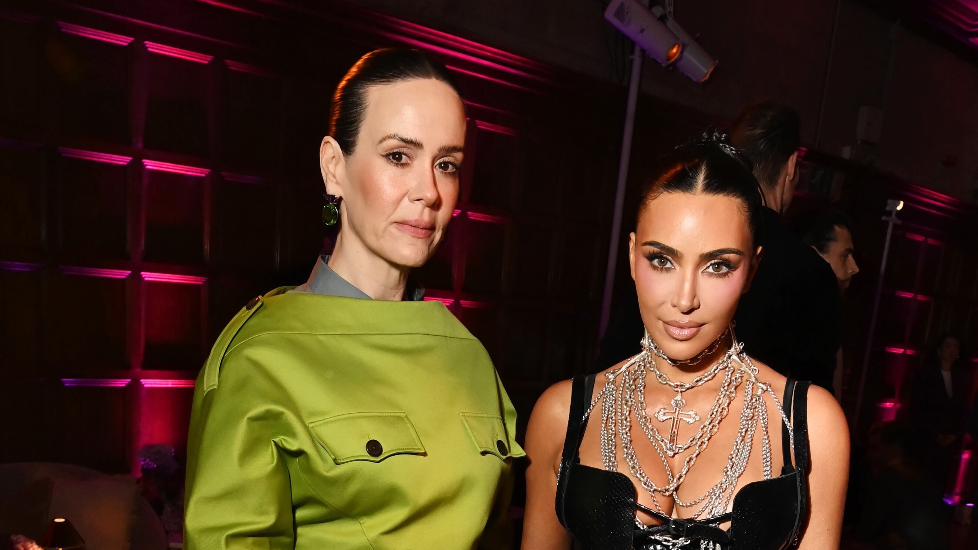 LONDON, ENGLAND - OCTOBER 22: Sarah Paulson and Kim Kardashian attend the Disney+ London premiere after party for Hulu's 'All's Fair' on October 22, 2025 in London England on October 22, 2025 in London, England.