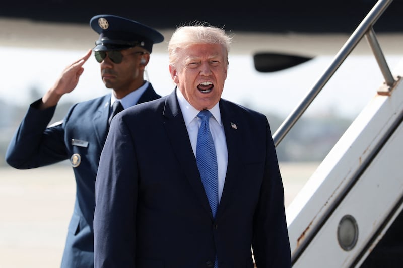 U.S. President Donald Trump arrives at Los Angeles International Airport, in California, U.S., August 4, 2026.