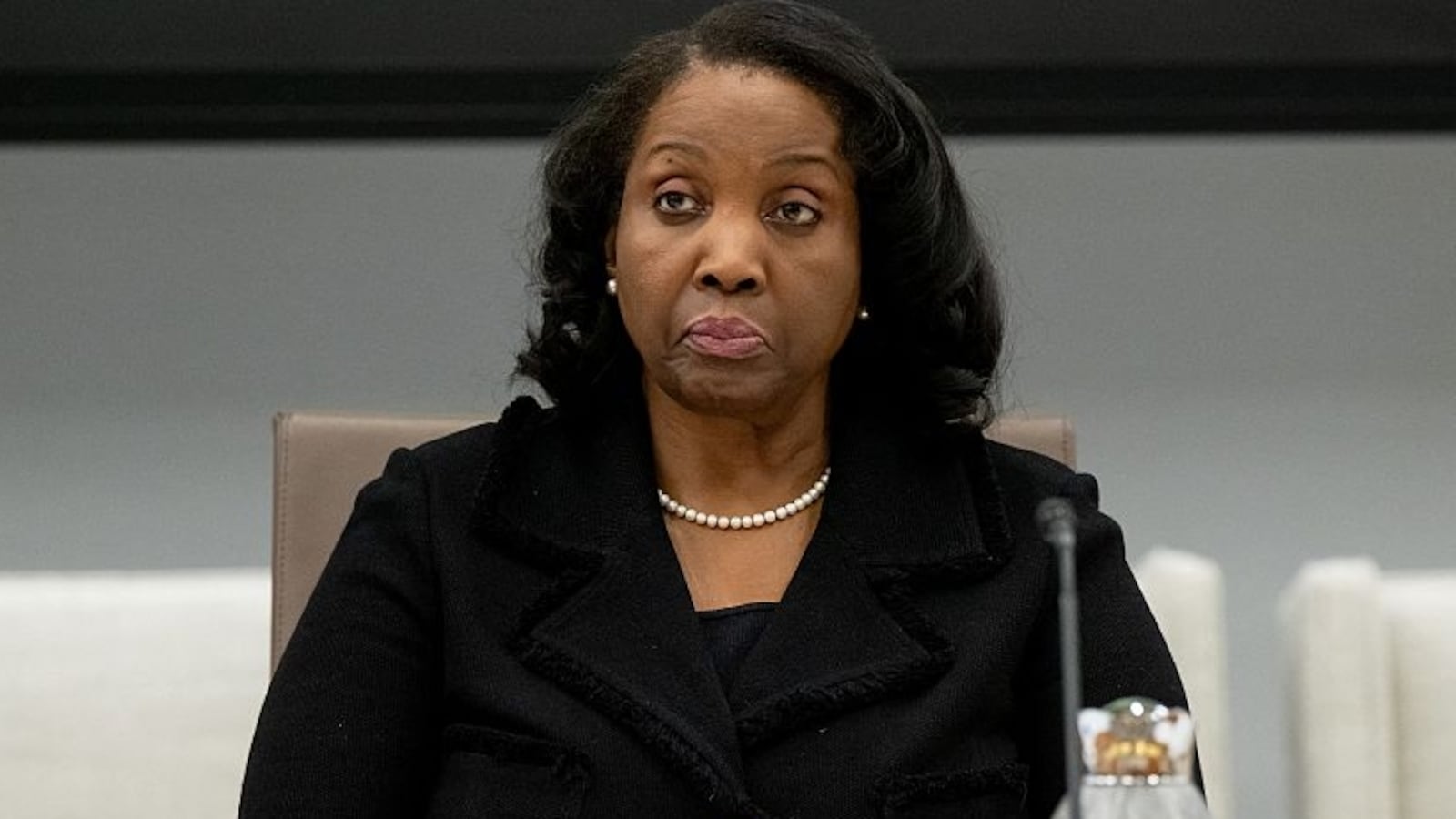 Lisa Cook, member of the Board of Governors of the US Federal Reserve, attends a Federal Reserve Board open meeting discussing proposed revisions to the board's supplementary leverage ratio standards at the Federal Reserve Board building in Washington, DC, on June 25, 2025. (Photo by SAUL LOEB / AFP) (Photo by SAUL LOEB/AFP via Getty Images)