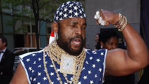 Actor Mr. T (The A Team) arrives at NBC studios for the 75th Anniversary show for the network in Manhattan on May 5, 2002.