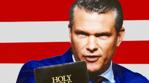 Pete Hegseth thumps his bible.