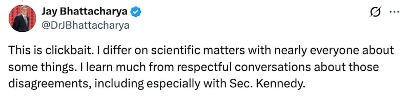 Jay Bhattacharya X post