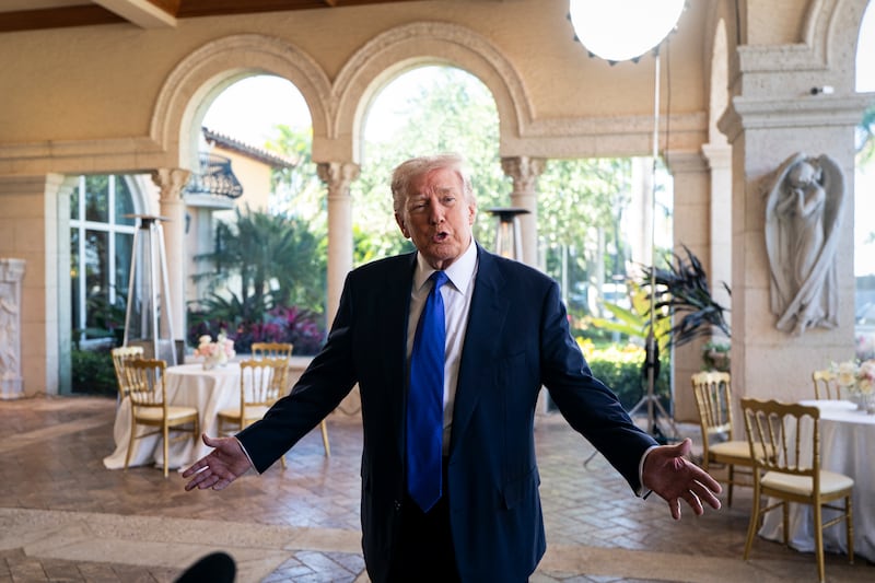 President Donald Trump at Mar-a-Lago on February 1.
