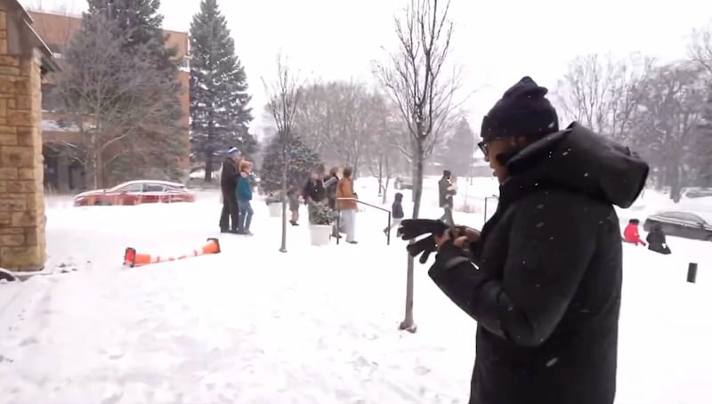 A screenshot of a video of journalist Don Lemon outside of Cities Church in St. Paul, Minnesota, on January 18, where a protest occurred inside.