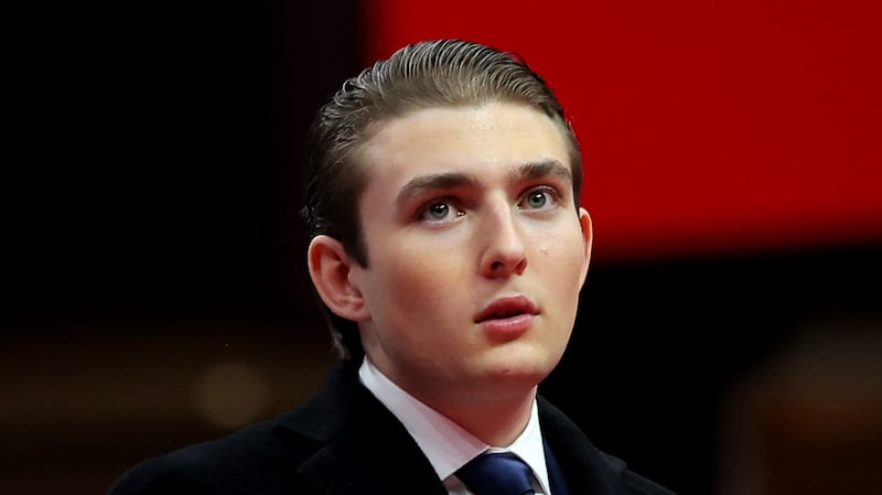 Barron Trump attends the inaugural parade inside Capital One Arena on the inauguration day of his father U.S. President Donald Trump's second presidential term, in Washington, U.S. January 20, 2025.