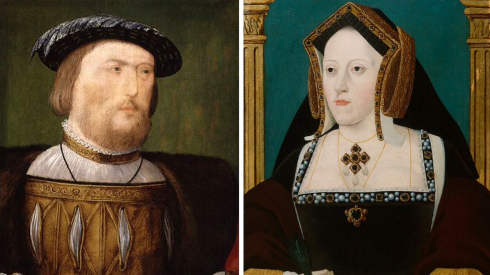 Image of Henry VIII (left) and Katherine of Aragon (right).
