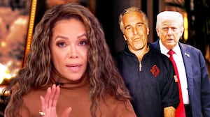 A photo illustration of Sunny Hostin on The View, Jeffrey Epstein, and Donald Trump.
