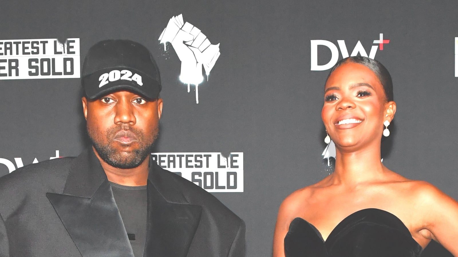 Kanye West and Candace Owens attend the "The Greatest Lie Ever Sold" Premiere
