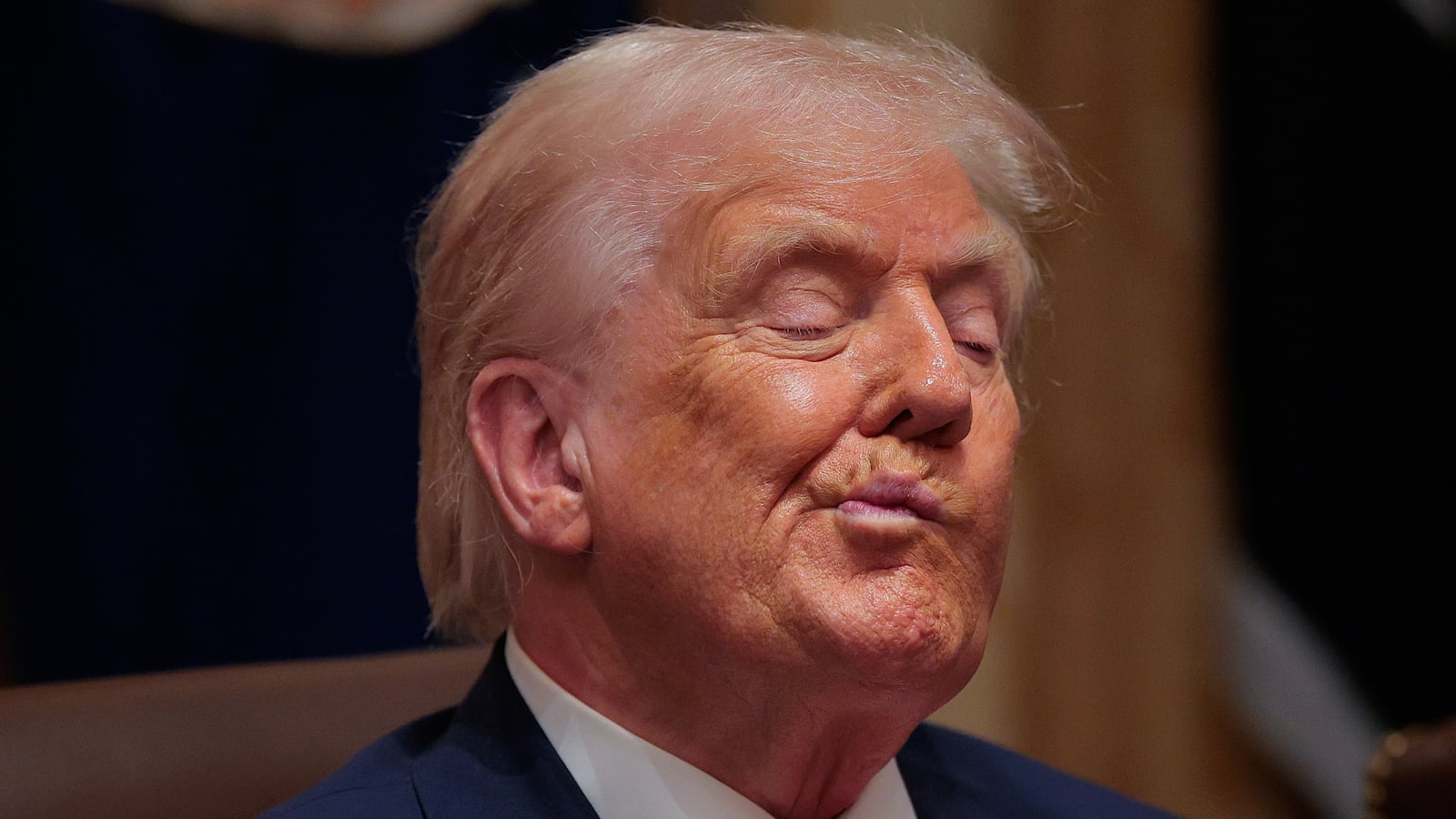 WASHINGTON, DC - DECEMBER 02: U.S. President Donald Trump attends a meeting of his Cabinet in the Cabinet Room of the White House on December 02, 2025 in Washington, DC. A bipartisan Congressional investigation has begun regarding Secretary of War Pete Hegseth's role in ordering U.S. military strikes on small boats in the waters off Venezuela that have killed scores of people, which Hegseth said are intended "to stop lethal drugs, destroy narco-boats and kill the narco-terrorists who are poisoning the American people.” (Photo by Chip Somodevilla/Getty Images)