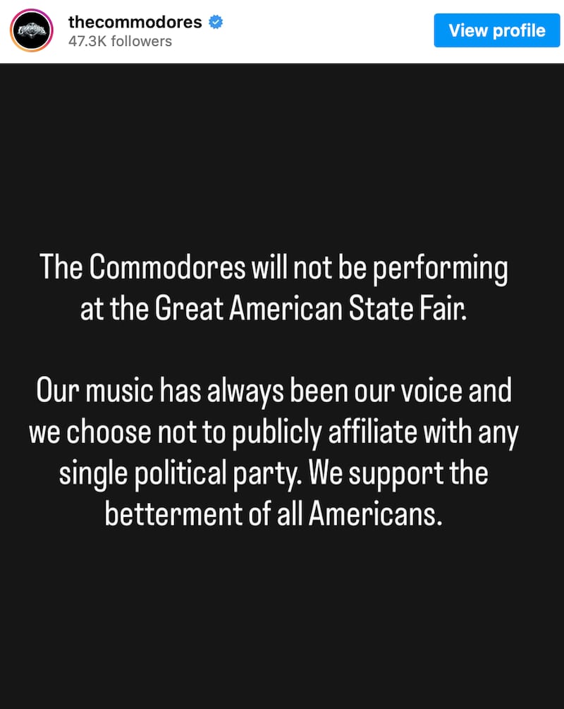 The Commodores announce their exit from the event.