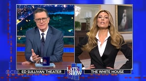 Stephen Colbert and Laura Benanti (as Melania Trump)