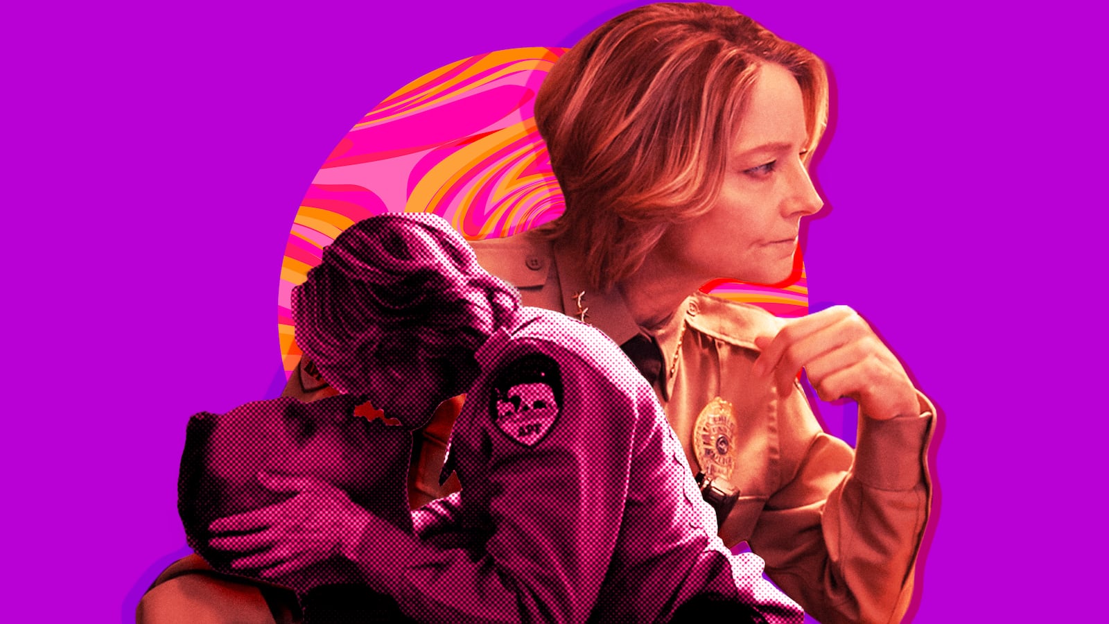 A photo illustration of Jodie Foster in True Detective.