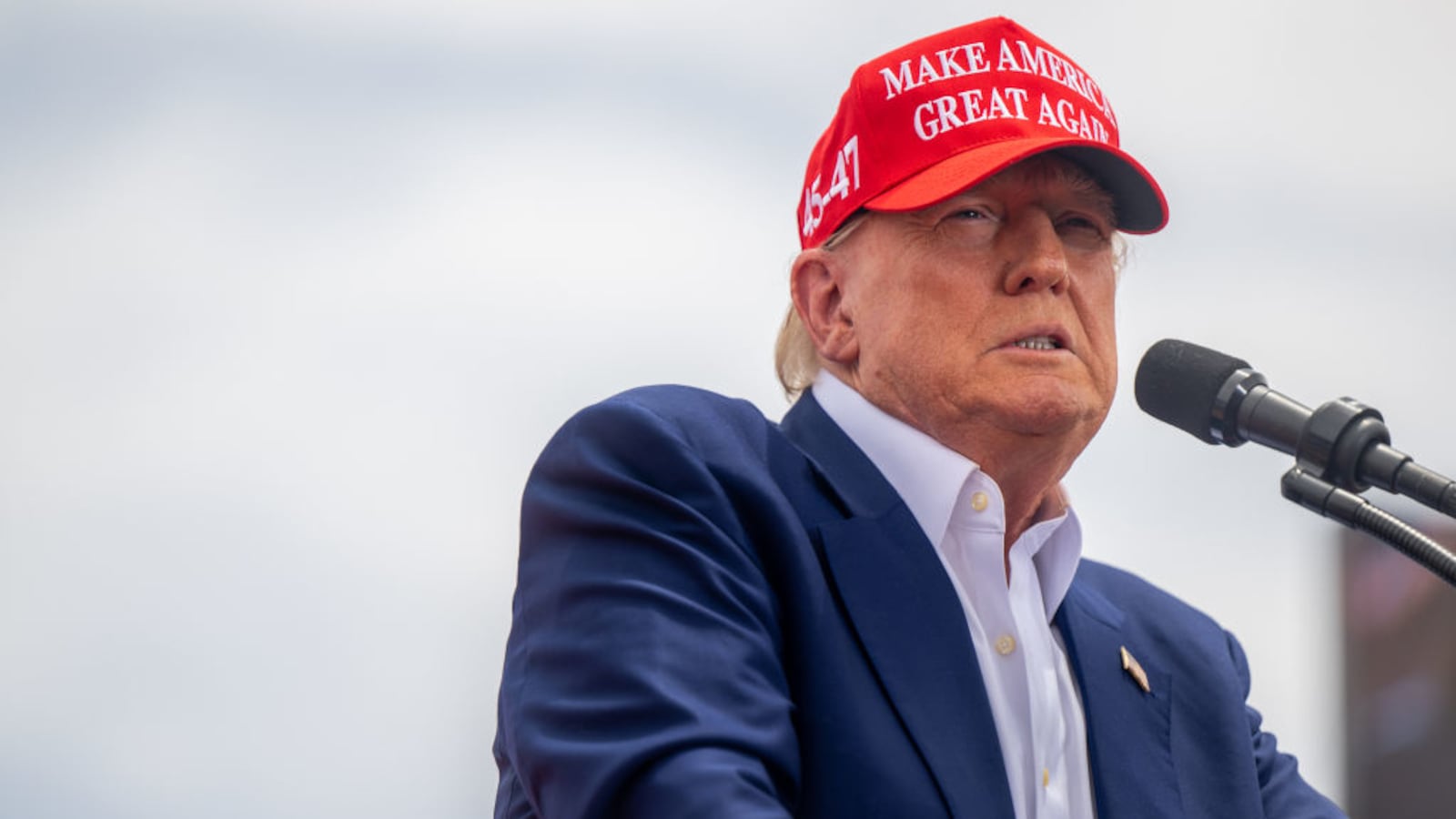 Former U.S. President Donald Trump speaks during his campaign rally at Sunset Park in Las Vegas, Nevada.
