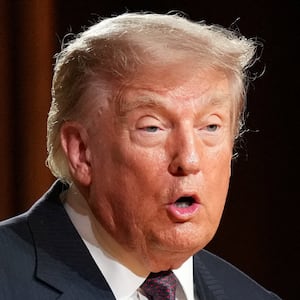 President Donald Trump speaks at the funeral of Sen. Lindsey Graham, R-S.C., at the Washington National Cathedral, Tuesday, July 28, 2026, in Washington.