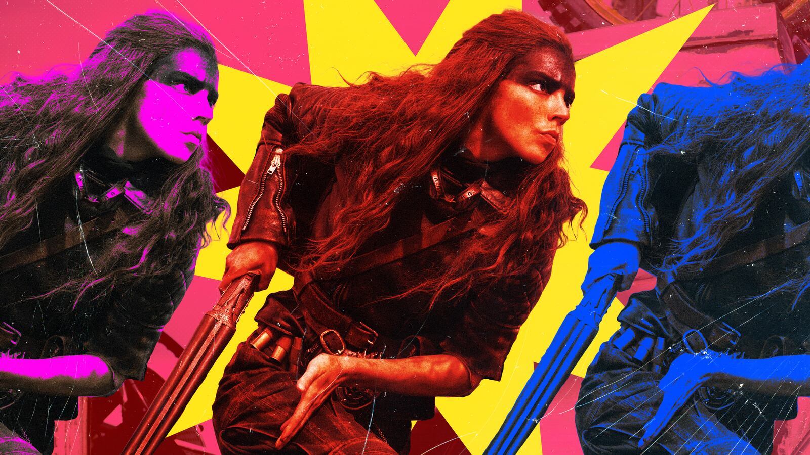 A photo illustration of Anya Taylor-Joy in Furiosa: A Mad Max Saga.