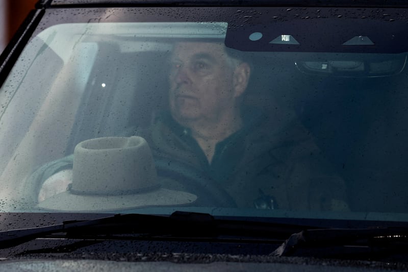 Andrew Mountbatten-Windsor seen driving in Windsor, as the U.S. Justice Department has released more records tied to the late financier and convicted sex offender Jeffrey Epstein, in Windsor, Britain, February 1, 2026. REUTERS/Toby Shepheard REFILE - QUALITY REPEAT