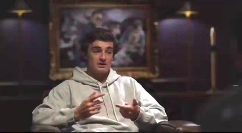 Nick Shirley mid sob story on Ryan's podcast.