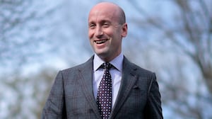 WASHINGTON, DC - MARCH 19: White House Deputy Chief of Staff Stephen Miller talks to reporters outside the West Wing on March 19, 2025 in Washington, DC. Miller repeated the Trump Administration's position that the "craziest unelected local" federal judges should not be able to halt the work of the administration in all matters. (Photo by Chip Somodevilla/Getty Images)