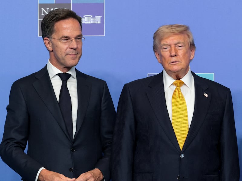 Turkish President Tayyip Erdogan and NATO Secretary General Mark Rutte welcome U.S. President Donald Trump at a NATO leaders' summit in Ankara, Turkey, July 8, 2026. REUTERS/Jonathan Ernst
