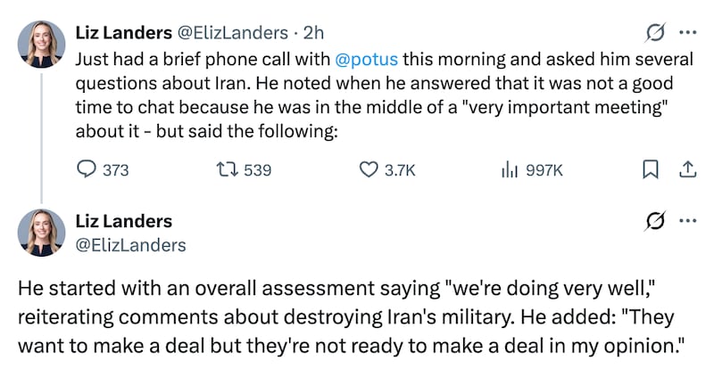 Liz Landers' X posts.