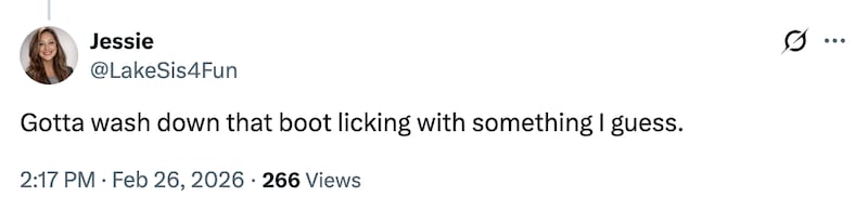 One of the many, many replies to Van Orden's boastful milk-drinking video on X.