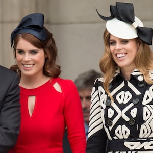 LONDON, ENGLAND - JUNE 10: Prince Andrew, Duke of York with Princess Beatrice and Princess Eugenie attend a National Service of Thanksgiving as part of the 90th birthday celebrations for The Queen at St Paul's Cathedral on June 10, 2016 in London, England. (Photo by Mark Cuthbert/UK Press via Getty Images)