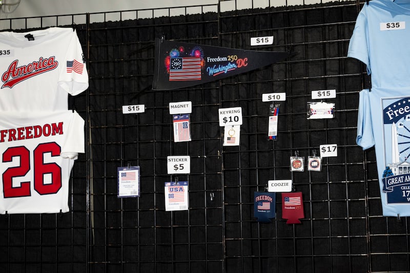 Merchandise for sale at The Great American State Fair on the National Mall, Thursday, June 25, 2026 in Washington, D.C.

(Photo by Joe Lamberti for The Washington Post via Getty Images)