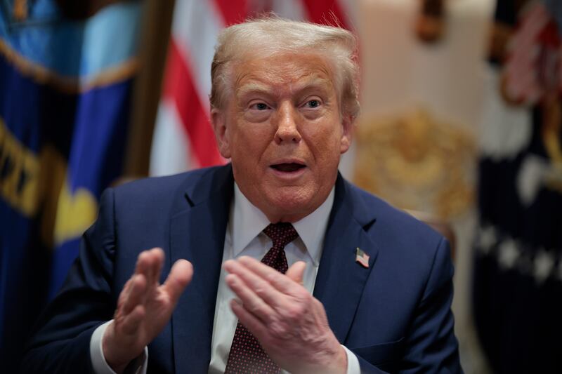 President Donald Trump speaks during a cabinet meeting with members of his administration in the Cabinet Room of the White House on August 26, 2025 in Washington, DC.