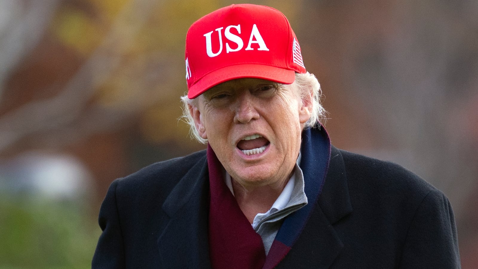 President Donald Trump arrives on the South Lawn of the White House on November 22, 2025 in Washington, DC.