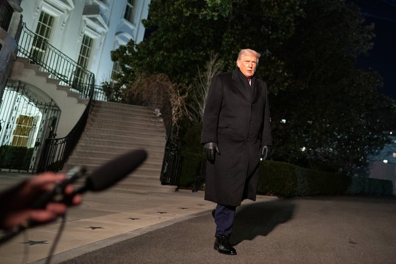 WASHINGTON, DC - JANUARY 20: U.S. President Donald Trump departs the White House via Marine One on Tuesday, Jan. 20, 2026 in Washington, D.C. Trump was scheduled to travel to Davos, Switzerland for the Annual Meeting of the World Economic Forum. (Photo by Peter W. Stevenson/The Washington Post via Getty Images)