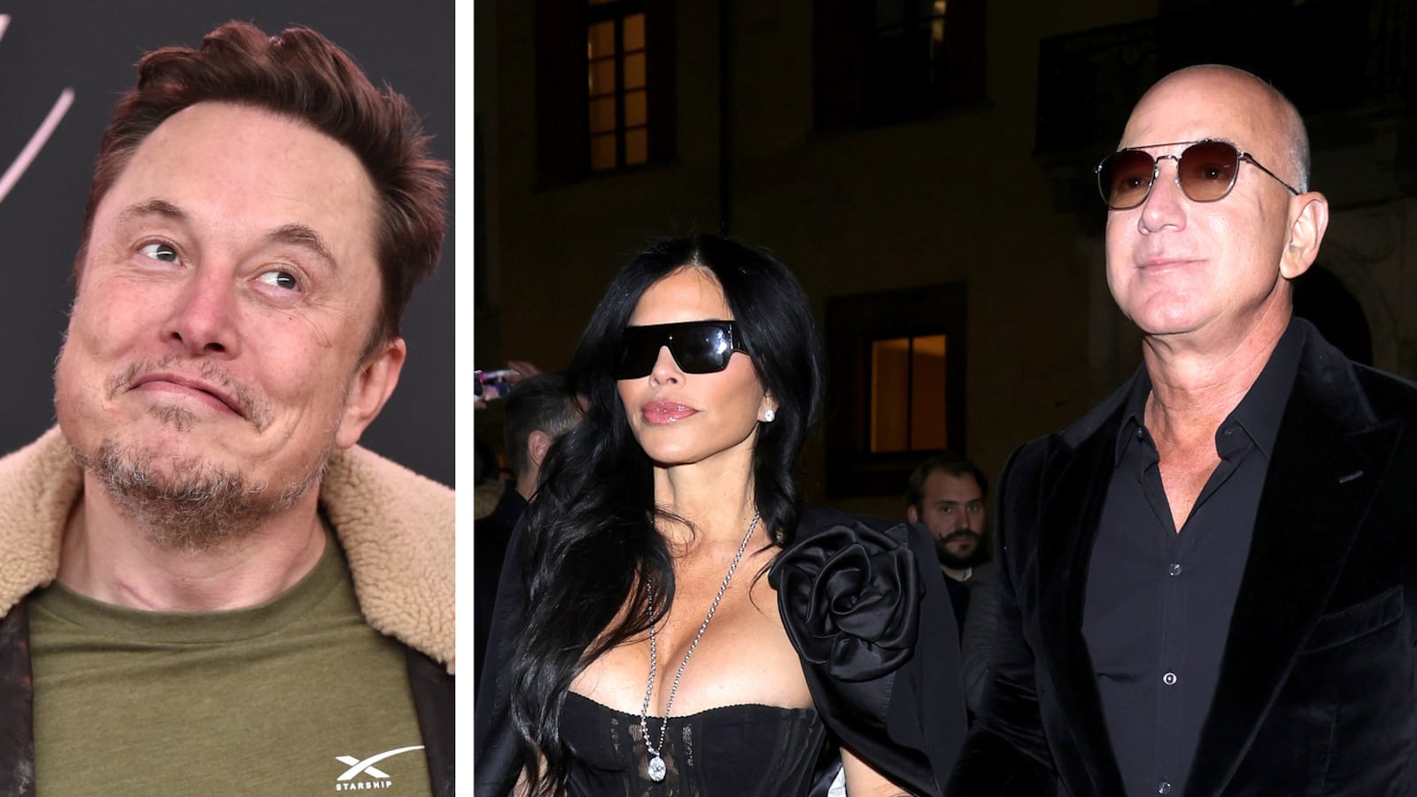 Elon Musk, Lauren Sánchez and Jeff Bezos