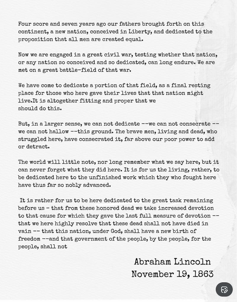 Jack Schlossberg's online tribute to his sister, Tatiana, included Lincoln's famous Gettysburg Address.