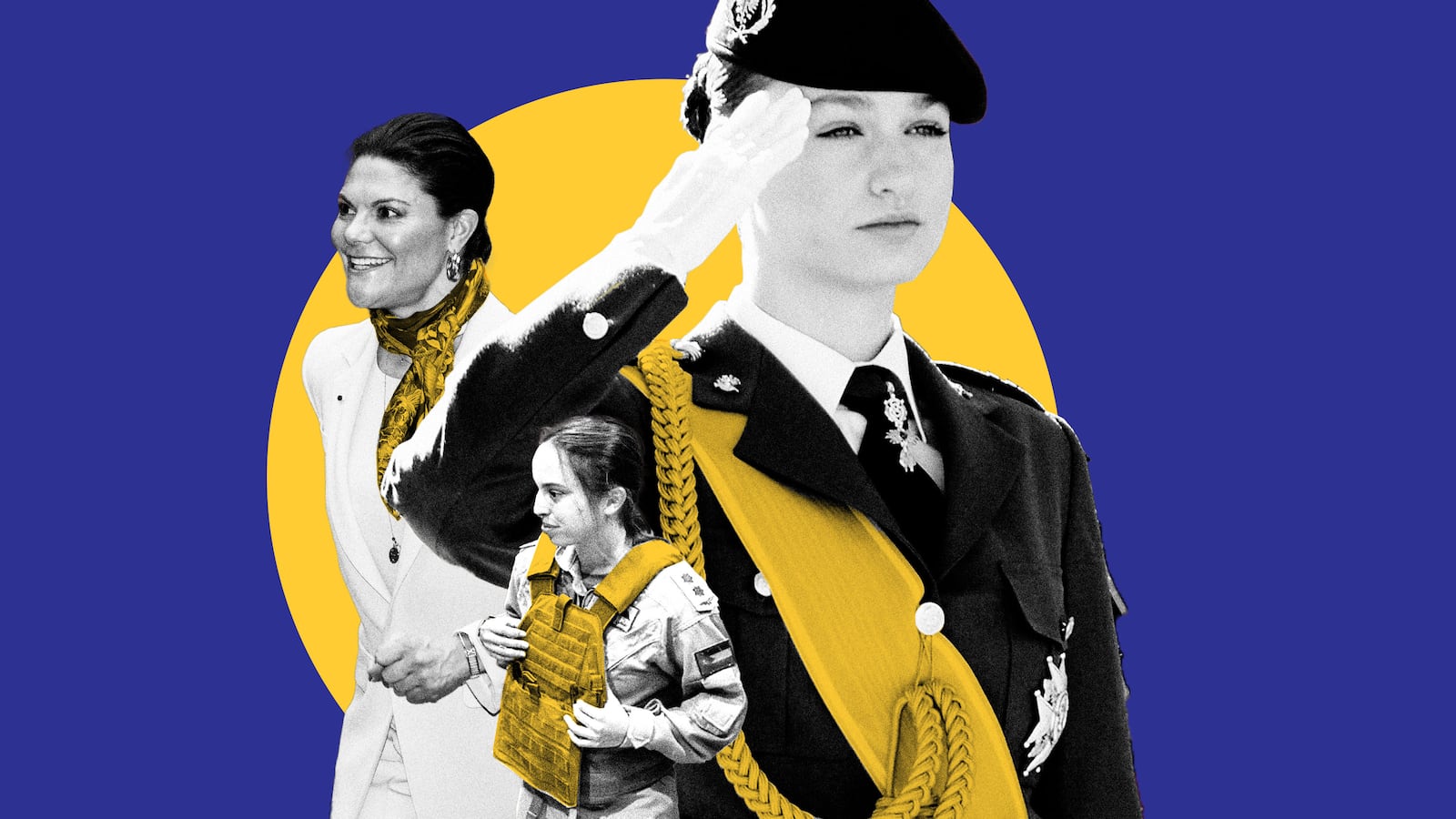 A photo illustration of Princess Leonor of Spain, Princess Ingrid Alexandra of Norway and Sweden's Crown Princess Victoria